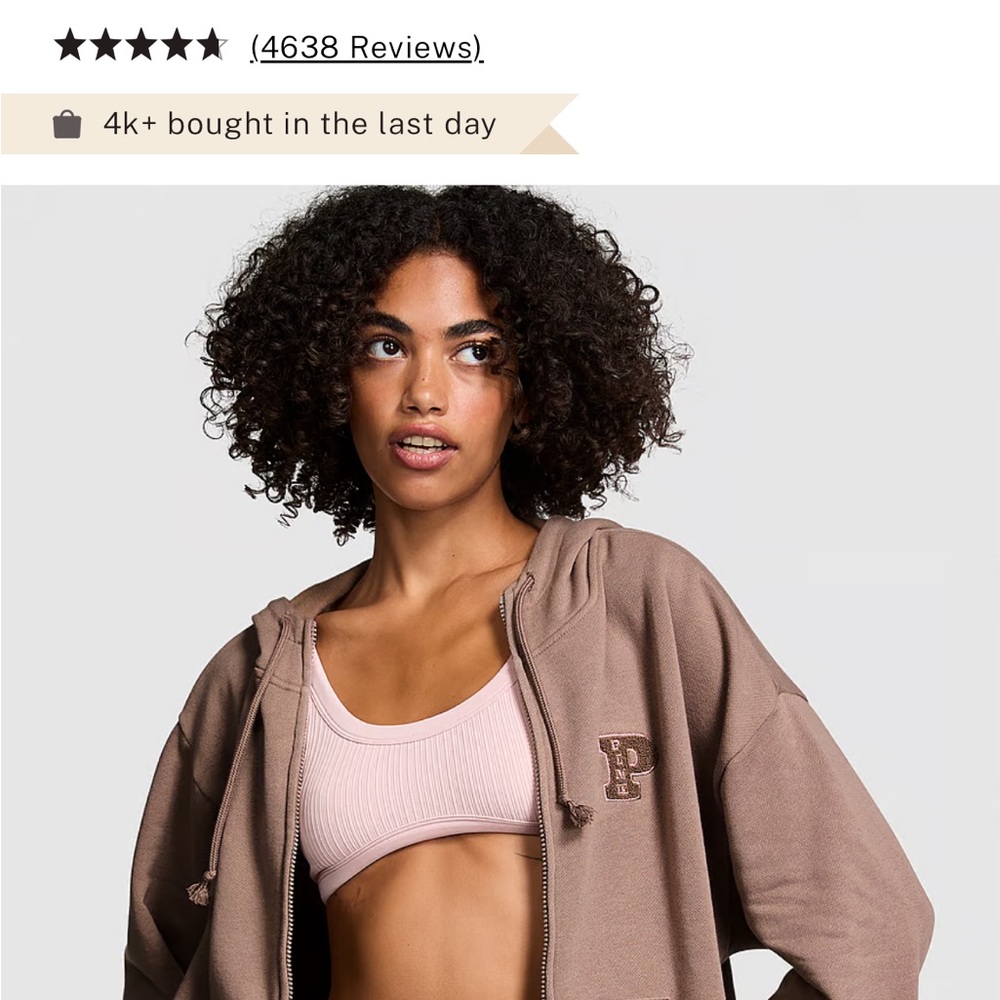 PINK ivy fleece campus full zip up hoodie and joggers set